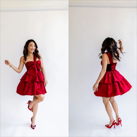Endless Rose One Shoulder Satin Mini Dress Size Large NEW Burgundy Velvet - Picture 1 of 8